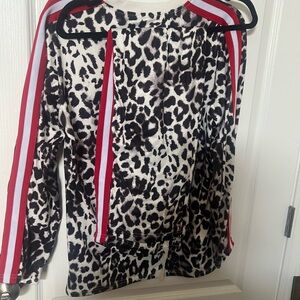 Leopard Print Top & Pants with Red Accents